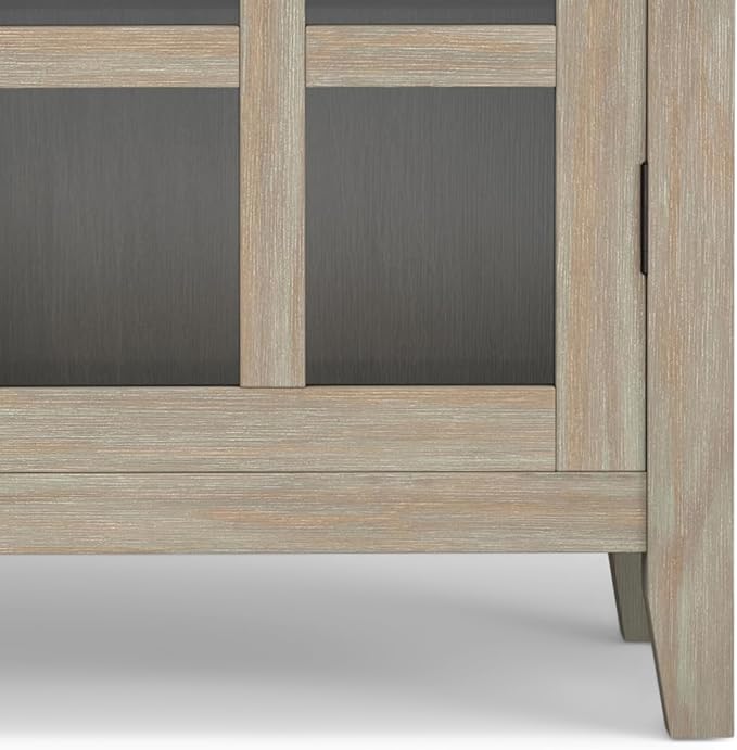SIMPLIHOME Artisan SOLID WOOD 38 inch Wide Transitional Medium Storage Cabinet in Distressed Grey for the Living Room, Entryway and Family Room