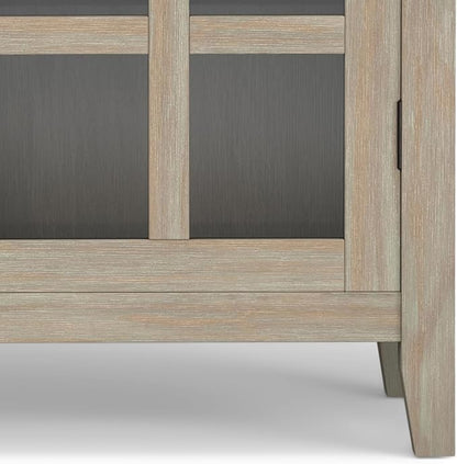SIMPLIHOME Artisan SOLID WOOD 38 inch Wide Transitional Medium Storage Cabinet in Distressed Grey for the Living Room, Entryway and Family Room