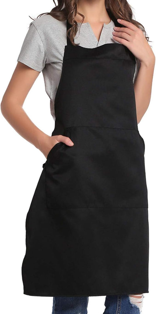 BIGHAS Adjustable Bib Apron with Long Ties for Women Men 18 Colors Chef Kitchen Cooking