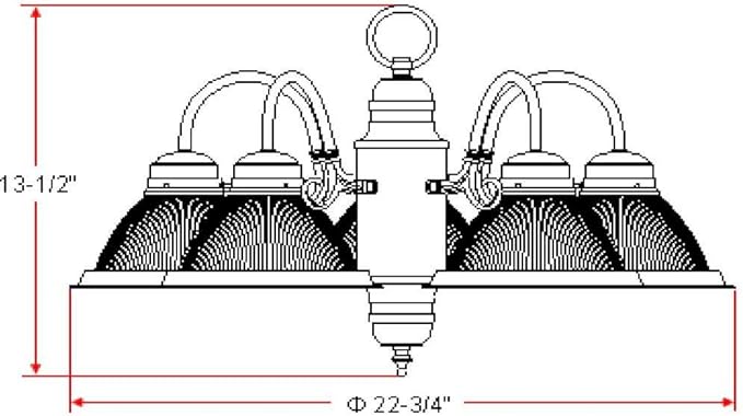 Design House 500546 Millbridge Traditional 5-Light Indoor Dimmable Chandelier with Clear Ribbed Glass Shades for Entryway Foyer Dining Room, Polished Brass