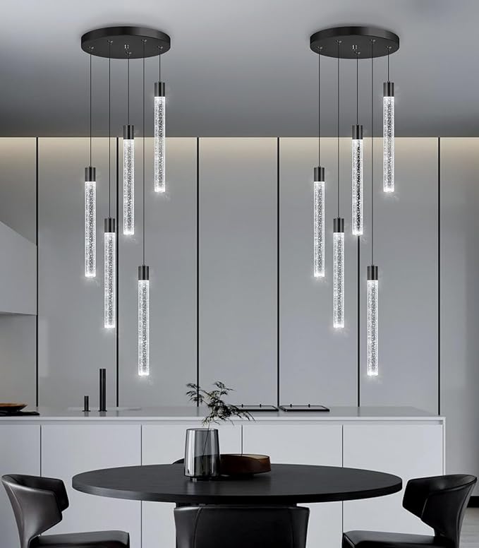 Modern Crystal Chandelier for Dining Room LED Dimmable Pendant Lights Kitchen Island Lighting Ceiling Hanging