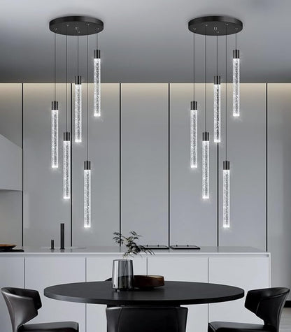 Modern Crystal Chandelier for Dining Room LED Dimmable Pendant Lights Kitchen Island Lighting Ceiling Hanging