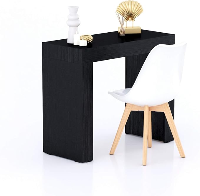 Mobili Fiver, Evolution Dining Table 35.4 x 15.7 in, Ashwood Black with Two Legs, for 1 People, Modern Dining Table for Kitchen, Italian Furniture