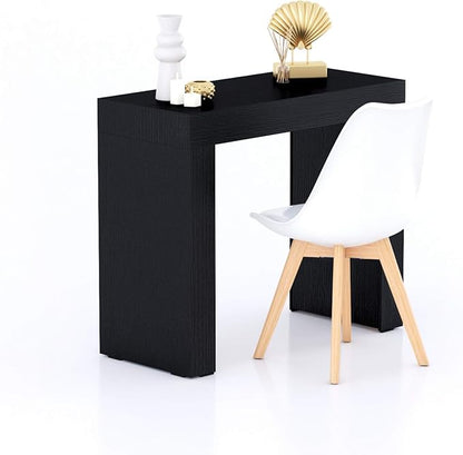 Mobili Fiver, Evolution Dining Table 35.4 x 15.7 in, Ashwood Black with Two Legs, for 1 People, Modern Dining Table for Kitchen, Italian Furniture