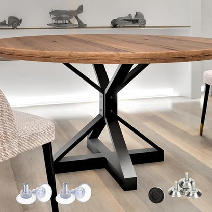 28In Modern Table Base Metal Pedestal Dinning Table Legs with Suction Cups, Heavy Duty Desk Base for Marble,Glass,Wood Top