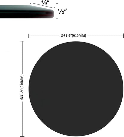 36 inch Round Glass Table Top - Black Tempered Glass Surface Protector - Safe 1/2" Thick Beveled Edge - Useful for Replacement,Dining Table, Patio, Coffee and End Table,Indoor & Outdoor