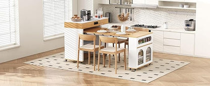 Extendable Dining Table - Versatile Kitchen Island with Storage