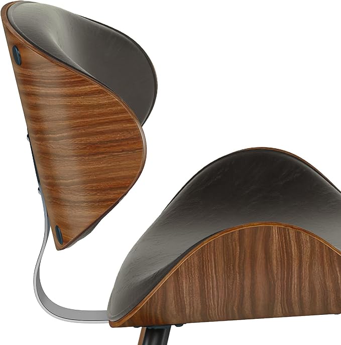 SIMPLIHOME Marana Dining Chairs - Upholstered Bentwood Back and Vegan Leather Kitchen Chair in Distressed Brown, Mid-Century Modern Dining Room Seating with Contoured Seat and Beech Wood Base