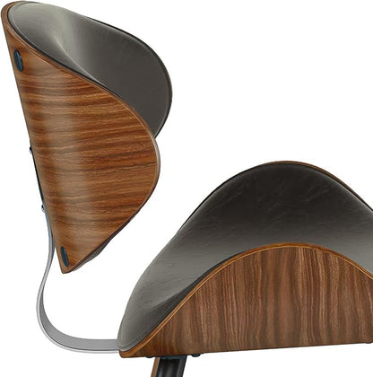 SIMPLIHOME Marana Dining Chairs - Upholstered Bentwood Back and Vegan Leather Kitchen Chair in Distressed Brown, Mid-Century Modern Dining Room Seating with Contoured Seat and Beech Wood Base