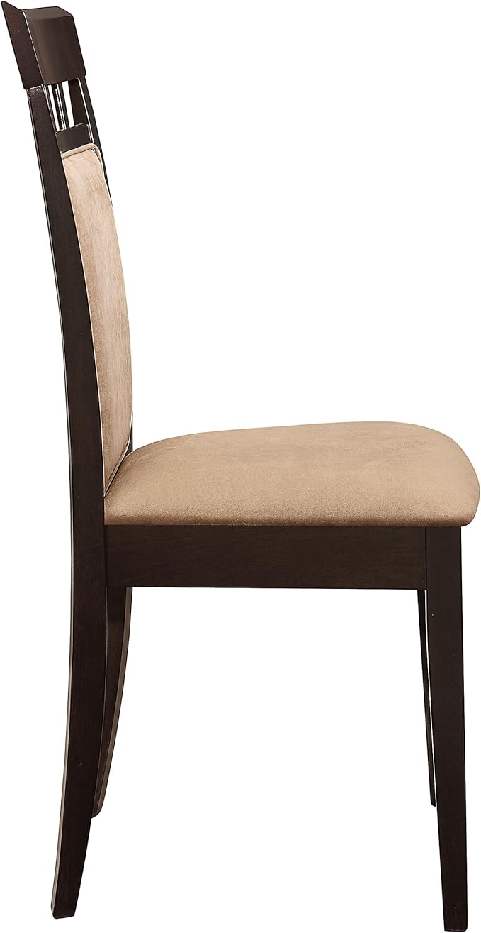 Coaster Home Furnishings - Gabriel - Wood & Fabric - Armless Dining Chairs with Geometric Wooden Back - Home Kitchen & Dining Room - Set of 2 - Cappuccino - 100773