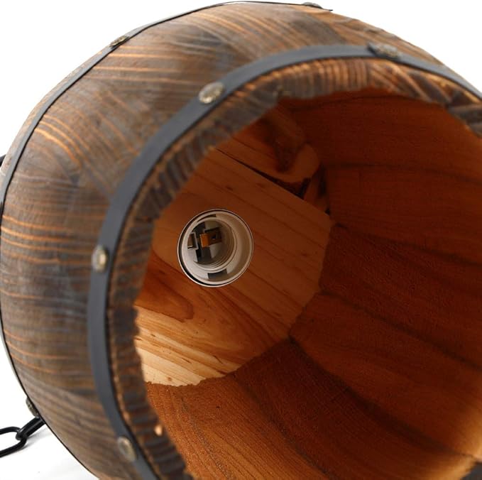Whiskey Barrel Light Fixture Bar Lamps Hanging Retro Wine Barrel Wood Lighting Fixtures Rustic Restaurant Cafe Kitchen Bar Light Crafts Pendant Nostalgic Country Antique Chandelier