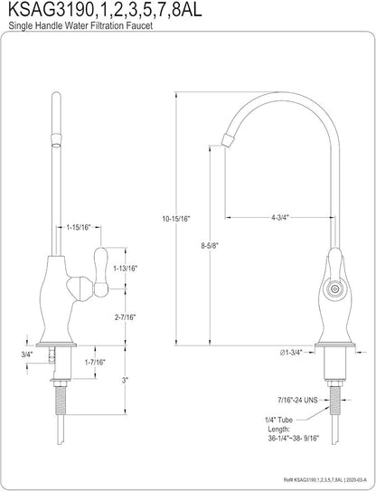 Kingston Brass KSAG3197AL Restoration Water Filtration Faucet, Brushed Brass, 2 x 4.75 x 10.94