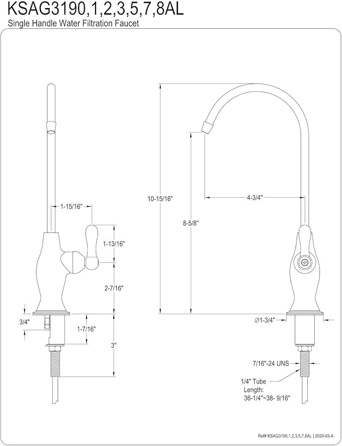 Kingston Brass KSAG3193AL Restoration Reverse Osmosis System Filtration Water Air Gap Faucet, Antique Brass