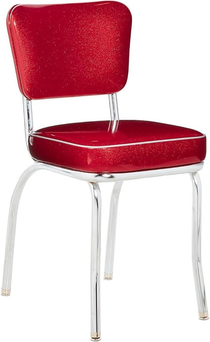 HomeStock Diner Chair - Vinyl Seat, Chrome Frame - Fully Assembled Bistro Kitchen Chair Zodiac Burgundy