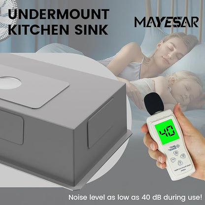 MAYESAR 27" Undermount Stainless Steel Kitchen Sinks, 27 x 18 Inch 16 Gauge Single Bowl Kitchen Sink, Honeycomb Embossed Design Prevents Scratches and Wear, with Accessories