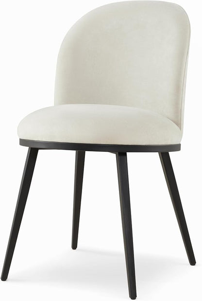 KISLOT Dining Chairs Set of 2, Fabric Upholstered Dining Room Chairs with Ergonomic Backrest & Metal Legs, Modern Kitchen Side Chairs for Home, Restaurant, and Café, Dove