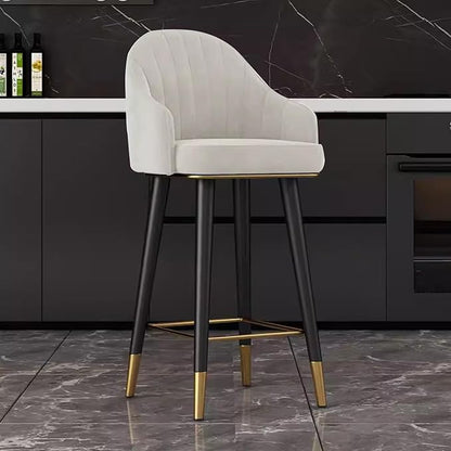 Swivel Stools Set of 2, Counter Height stools with Back and Footrest, Upholstered Chairs for Dining Room Home Kitchen Island,White-Sitting Height 65cm