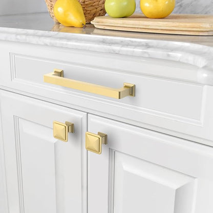 Amerdeco 10 Pack Brushed Gold Cabinet Pulls 5 Inch(128MM) Hole Centers Kitchen Cabinet Handles Cabinet Hardware Kitchen Handles for Cabinets Cupboard Handles Drawer Pulls ZH0019