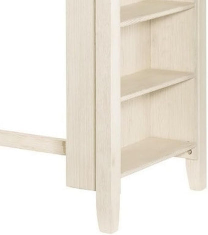 Benjara Joss 60 Inch Cottage Counter Height Table, 2 Tone Wood, Gray Top Cream Base