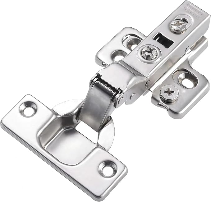 40 Pack 20 Pairs Soft Close Half Overlay Cabinet Hinges European Kitchen Heavy-Duty Frameless Adjustable Concealed 35mm Cup 3D Clip-On Two-Way Hinge Nickel Plated Finish