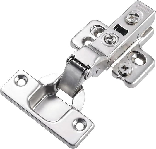 20 Pack Half Overlay Soft Close Cabinet Hinges, Frameless European Kitchen Cabinet Hinges 35mm Cup Clip-On 3D Adjustment Concealed Cabinet Door Hinges Nickel Plated Finish