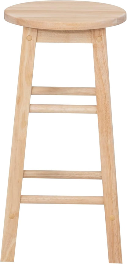 Linon Zeke Unfinished Solid Wood Backless Round Counter Stool with 24 Inch Seat Height