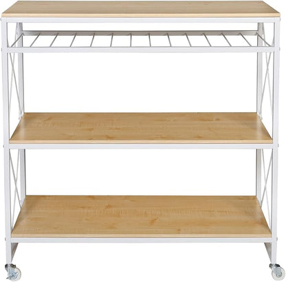 Honey-Can-Do Rolling Kitchen Island, White/Oak SHF-09512 White