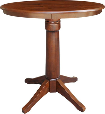 International Concepts 36" Round Top Pedestal Table-34.9" H Dining Table, Espresso