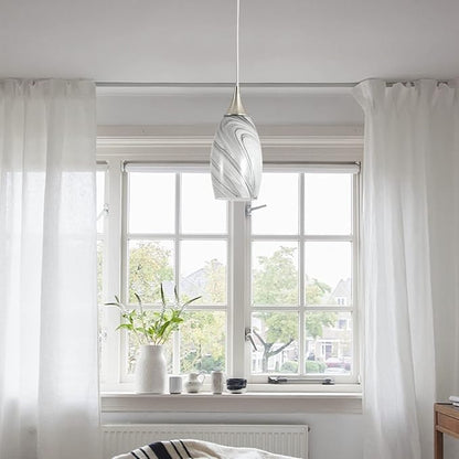 Kitchen Pendant Lighting for Island, Modern Edison Hanging Light with Handcrafted Art Glass, Adjustable Nylon Core Ceramic Holder Lighting Fixture Indoor for Dining Room, Entryway (Bulb Not Included)