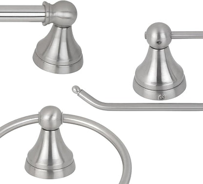 Globe Electric 50700 3-Light Vanity All-in-One Bathroom Set, 5 Piece Brushed Steel Finish, 70, Bulb Not Included