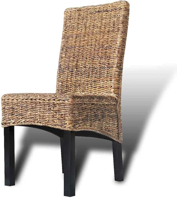 6-Pack Modern Farmhouse Dining Chairs Brown Handwoven Abaca Seat Solid Mango Wood Frame 18.5"x19.7"x38.2" Comfortable Kitchen Accent Chairs for Dining Room Living Room
