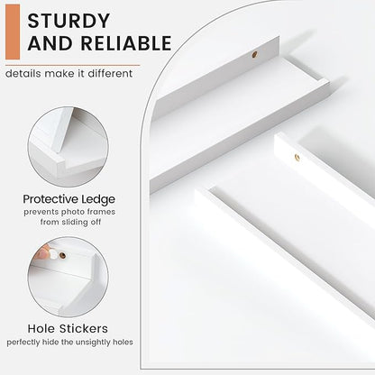 FLYJOE Floating Picture Ledge Shelves for Wall Set of 4, 72 Inch Wall Shelves with Lip Long Large Nursery Book Shelf for Toys Storage Kids Bookshelf Wall Mounted Living Room Bedroom Decor Frames