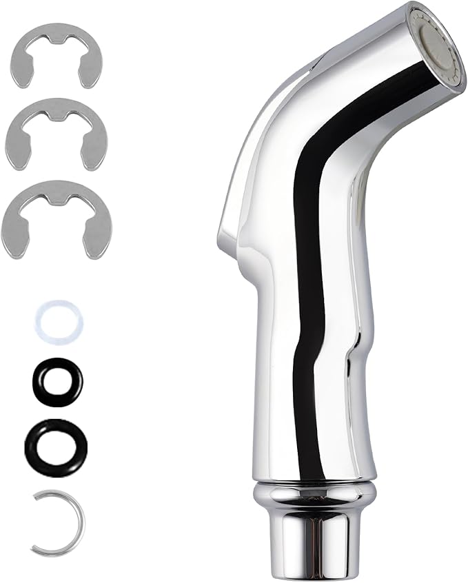 Universal Sink Sprayer Attachment for Faucet, Kitchen Side Sprayer Head Compatible with Delta, Moen, Kohler and Other OEM Brands Pull Out Spray Head, Chrome Finish, Ergonomic Design