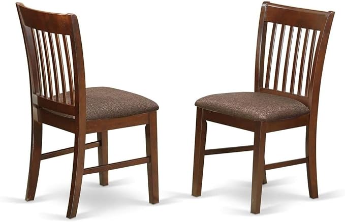 HomeStock 7 Piece Dining Table Set Consist of a Rectangle Dining Room Table with Extension Leaf and 6 Linen Upholstered Seat Chairs, 32x60 Inch, Mahogany