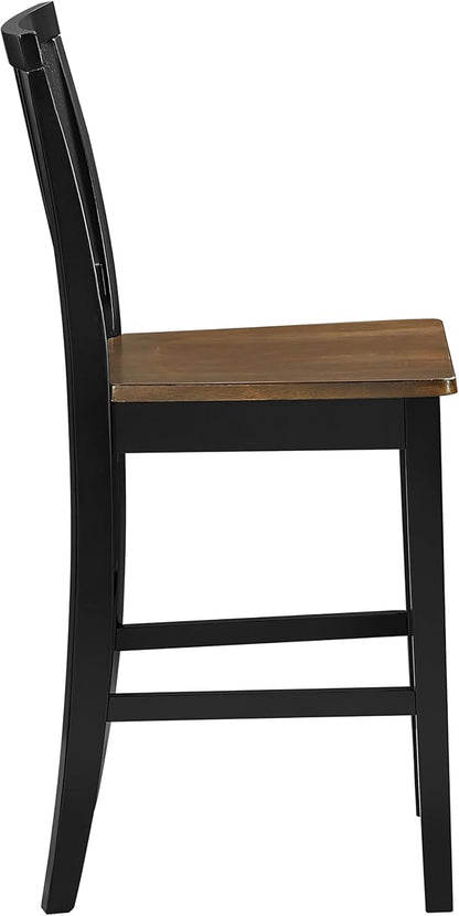 Steve Silver Furniture Joplin Counter Chairs, Set of 2 Chairs, 24-Inch Seat Height, SCooped Seats, Asian Hardwoods, Dining Room, Kitchen Island, Farmhouse Design, 20"L x 17"W x 39.5"H, Black, Brown