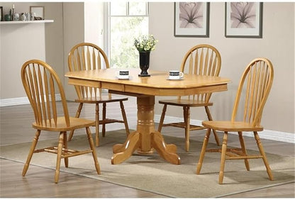 Pemberly Row Arrowback Dining Side Chair, Set of 2, Solid Wood Construction, Light Oak Finish, 38 in Tall, Ergonomic Shield Seat, Farmhouse Style Kitchen or Dining Room Seating