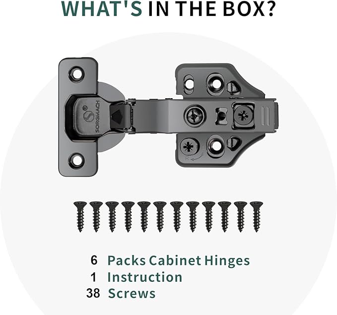 6 Pack Half Overlay Soft Close Cabinet Hinges 105° Frameless 3 Way Adjustable Soft Close Hinges for Cabinet Doors Kitchen Cabinet Door Hinges with Screws