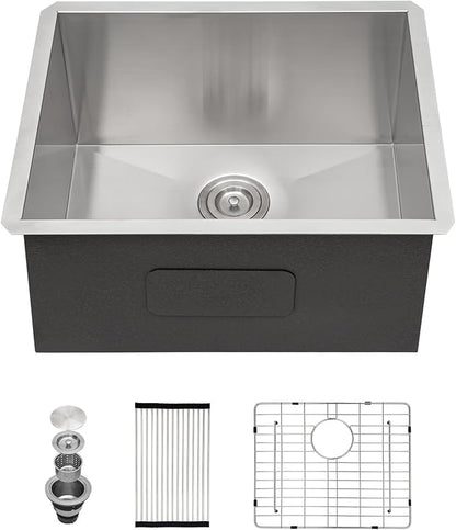 Sarlai 24 Undermount Laundry Sink - 24x18x12 Inch Undermount Sink Laundry Utility Sinks Deep Single Bowl16 Gauge Stainless Steel Kitchen Sinks Basin