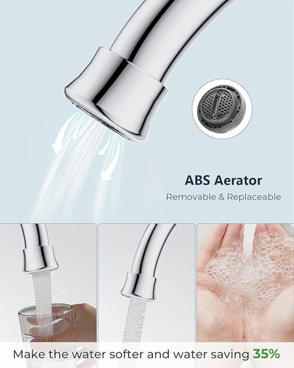 FORIOUS 4 Inch Bathroom Faucets for Sink 2 or 3 Hole, Chrome Centerset Bathroom Sink Faucet with Pop up Drain and cUPC Hose, 360° spout, Two Handles for Restroom,Vanity, RV Remodel