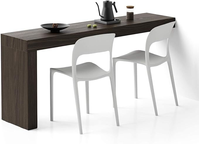 Mobili Fiver, Evolution Dining Table with One Leg 70.9 x 15.7 in, Dark Walnut, for 3 People, Modern Dining Table for Kitchen, Italian Furniture