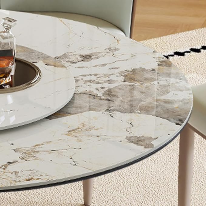 Modern Sintered Stone Dining Table for 4-6, Luxury Rectangular Kitchen Dinette with Faux Marble Top & Heavy-Duty Metal Legs, Heat-Resistant Furniture for Dining Room (59" + 4 Chairs)