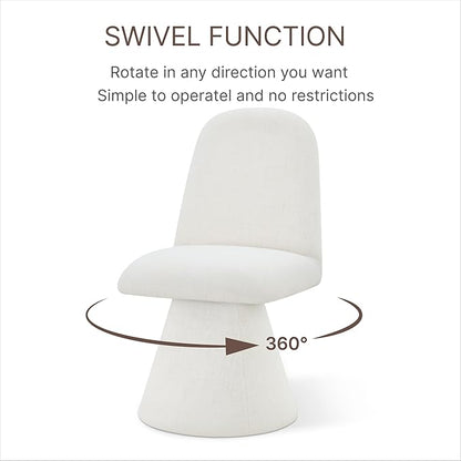 KISLOT Swivel Dining Chairs Set of 4, Modern Upholstered Dining Chair Mid Century Kitchen Chairs with Wave Shaped High Back, 360 Degree Rotating Vanity Chair for Dining Room, Bedroom, Farmhouse, Beige