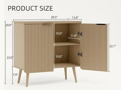 FONTOI Buffet Cabinet, Sideboard Fluted Cabinet Modern Kitchen Buffet Storage Cabinets with Doors and Shelves, Wood Farmhouse Coffee Bar Station for Entryway & Dining Room & Living Room, Wood