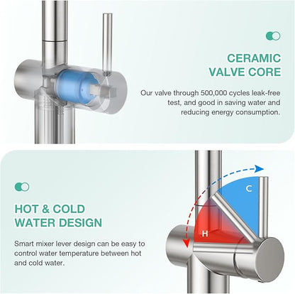 CREA Bar Sink Faucet,Chrome Bathroom Facuets 1 3 Holes, Single Handle Bathroom Faucets with Deck Plate,360°Swivel Stainless Steel Small Kitchen Faucet for Mini Pre Sink RV Vanity Faucet