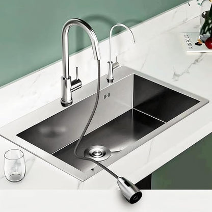 33 Inch Drop In Kitchen Sink, 16 Gauge Stainless Steel Kitchen Sink Single Bowl Sinks with Drain Strainer (33"x19"x9")