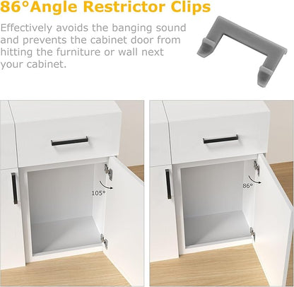 Furniware 30 Pack Cabinet Door Angle Restriction, 86 Degree Angle Restriction Hinge Clip for Soft Close Cabinet Hinges, Hinge Opening Angle Restrictor Clip, Nylon