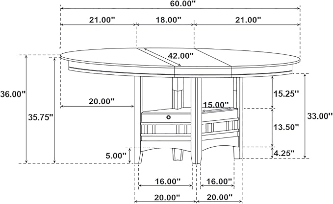 Extension Counter Dining Table Extendable Kitchen Dining Table with Sturdy Elegant Base Modern Classic Versatile Table Practical(Brown)