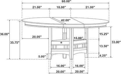 Extension Counter Dining Table Extendable Kitchen Dining Table with Sturdy Elegant Base Modern Classic Versatile Table Practical(Brown)