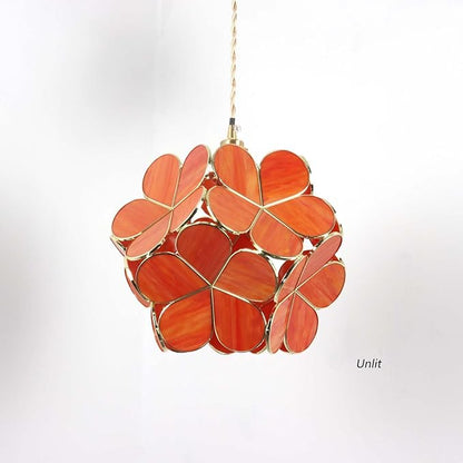 Bieye L10919 Petals Tiffany Style Stained Glass Ceiling Pendant Light for Home Decoration (Orange, 12" Cherry Blossom)