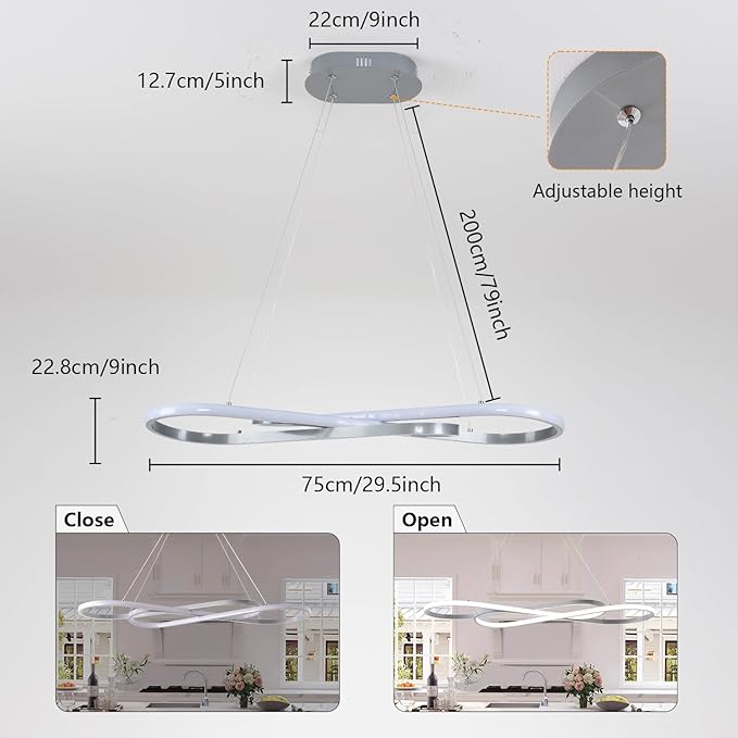 Modern LED Pendant Lights, Dimmable LED Chandelier Lighting